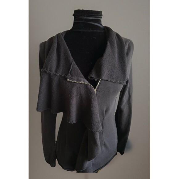 We The Free Ebb And Flow Ruffle Front Jacket Black Zip Front Peplum Hem Size Sm - Picture 2 of 14